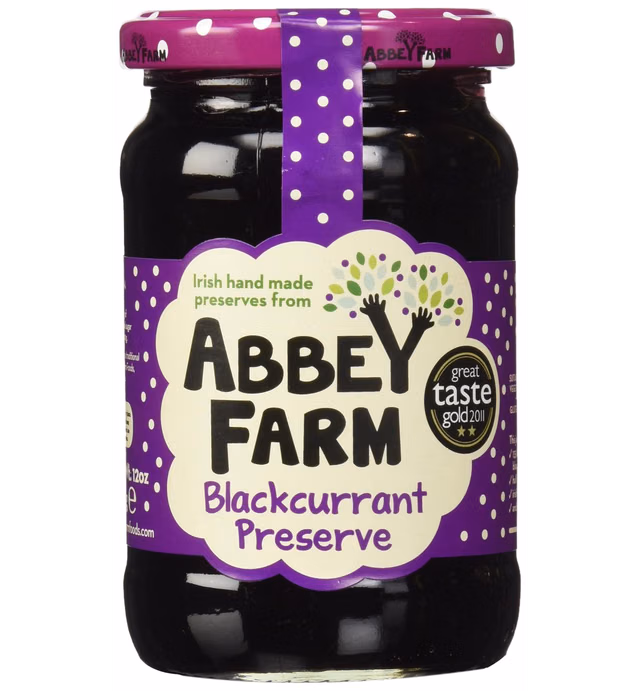 Abbey Farm Preserve, Blackcurrant, 12 Ounce