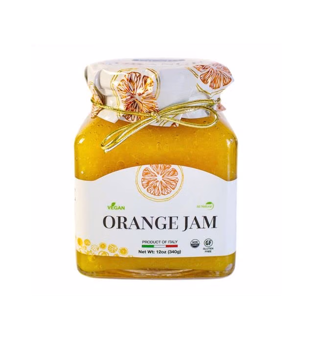 Giusto Sapore Imported Italian Orange Jam - 55% Fruit - All Natural, Three Ingredients - 12oz