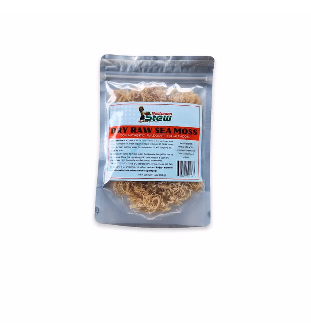 RastaMan Stew Sea Moss 113 Gram - Rich In Nutrition's - Healthy Super Food - Raw Wildcrafted Jamaica Sea Beds - Clean Ocean Harvest - Hand Picked & Sun Dried (4 oz)