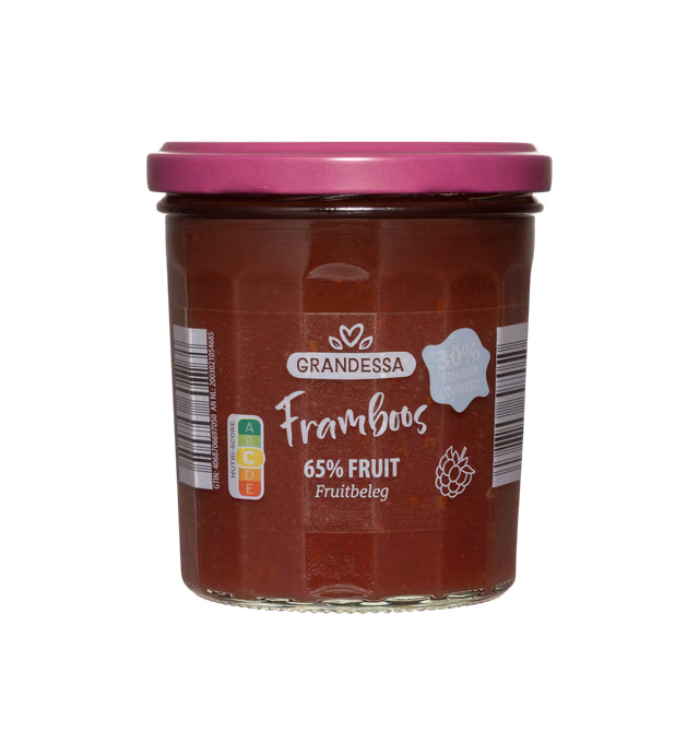 GRANDESSA FRUITSPREAD MINDER SUIKER 335G FRAMBOOS