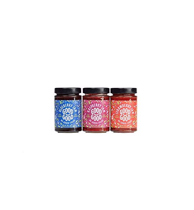 Good Good Assorted No Added Sugar Keto-Friendly Jams 3 Pack - Blueberry, Raspberry, and Strawberry Jam - Low Carb, Low-Calorie Vegan Breakfast Options