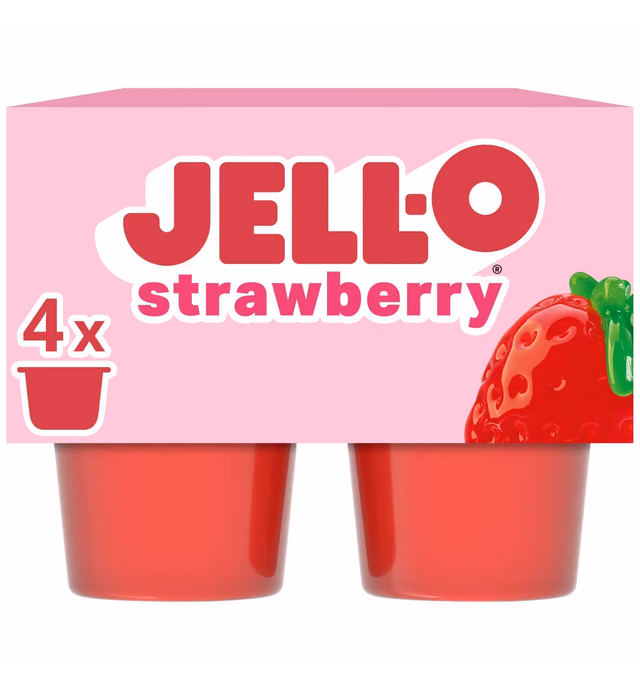 Jell-O Original Strawberry Jello Cups Gelatin Snack - 13.5oz/4ct
