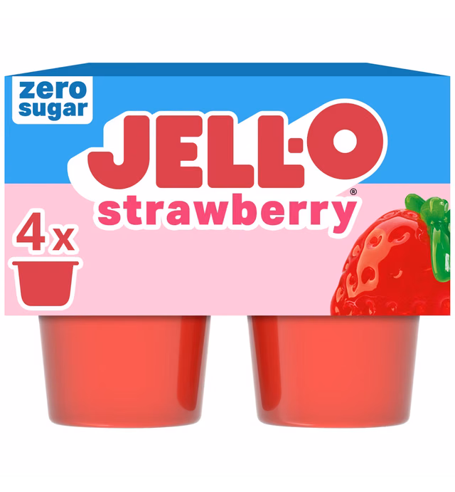 Jell-O Strawberry Sugar Free Jello Cups Gelatin Snack - 12.5oz/4ct