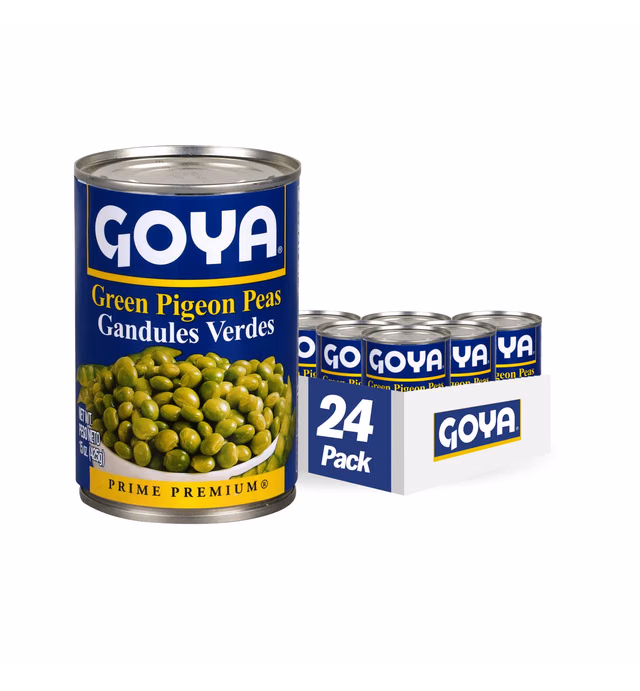 Goya Foods Green Pigeon Peas (Gandules), 15 Ounce (Pack of 24)