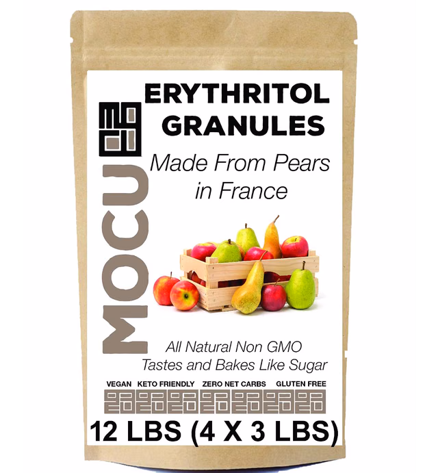 Erythritol Granules | Made From Non GMO Pears In France | Not From Corn Sludge in China | 12 LBS | Zero Calories | No Net Carbs