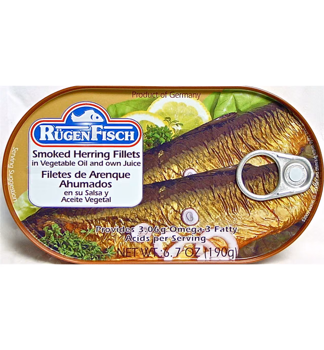 Ruegenfisch Smoked Herring Fillets, 6.7-Ounce Tins (Pack of 16)