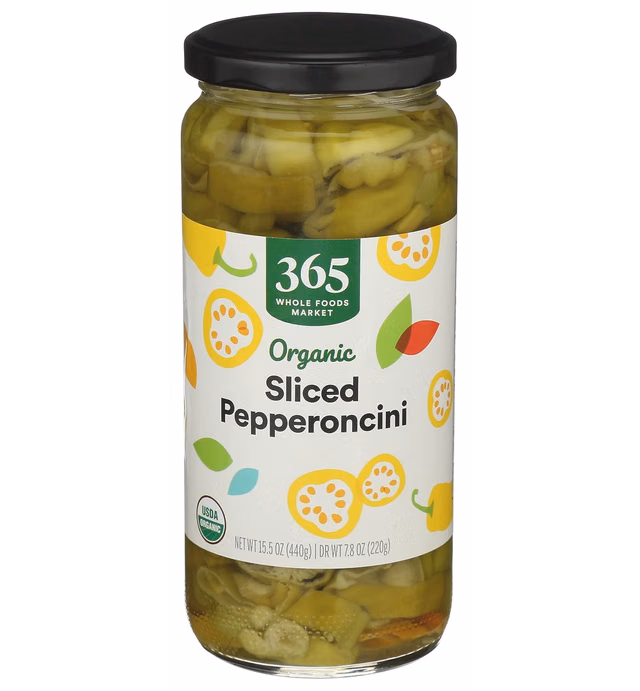 365 by Whole Foods Market, Pepperoncini Sliced Golden Organic, 15.5 Ounce