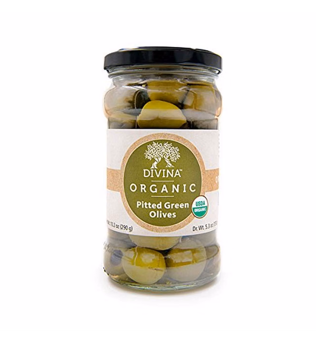 Divina Organic Pitted Green Olives, 5.3 oz