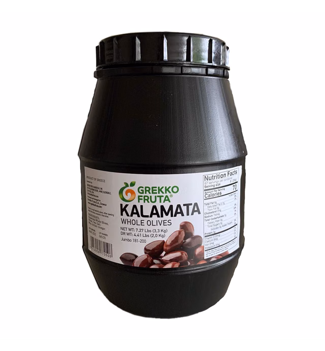 Grekko's Large Kalamata Olives, 4.4 Lbs / 2.00 Kg (Pitted)