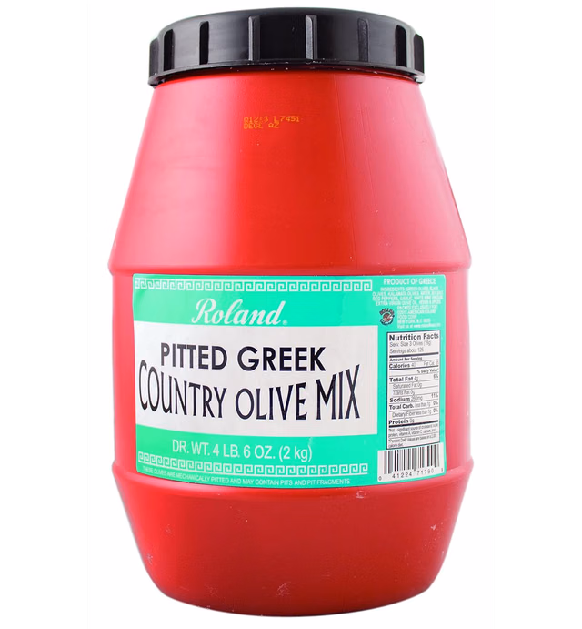 Roland Foods Pitted Greek Country Olive Mix, Specialty Imported Food, 4 Lb 6 Oz Jar