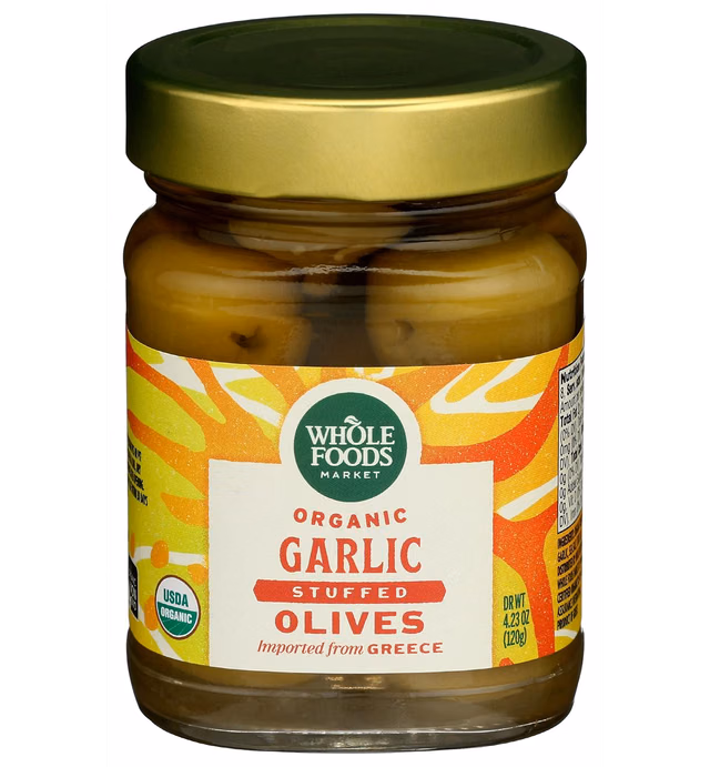 Whole Foods Market, Organic Garlic Stuffed Olives, 4.23 oz