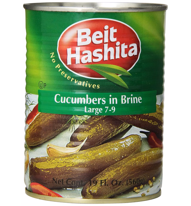 Beit Hashita Cucumbers in Brine Large, 7-9 Count, 560 Gram, (Pack of 12)
