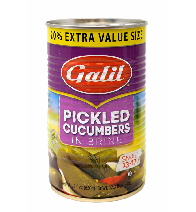 Galil Pickled Cucumbers in Brine, (Small 13-17) + 20% Extra, 23-Ounce Cans (Pack of 6) (Packaging May Vary)