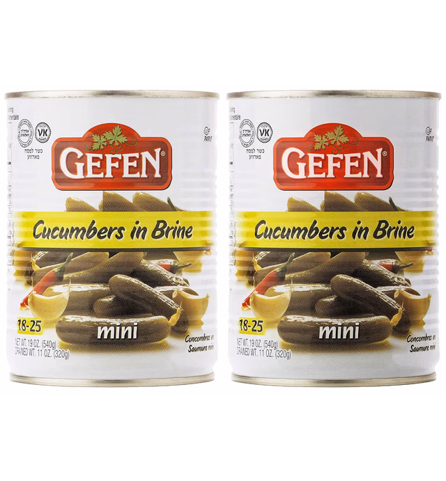Gefen Mini Pickled Cucumber in Brine, 19oz (2 Pack)