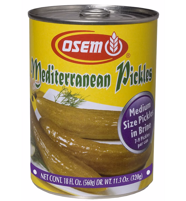 Osem Mediterranean Pickles in Brine, Medium, 18-ounces (Pack of 12)