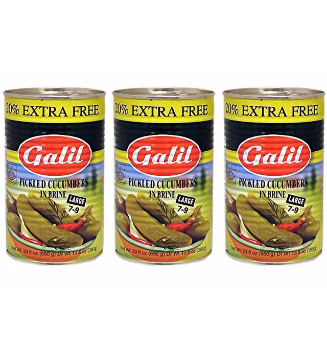 Pickled Cucumbers in Brine, Large Pickles, + 20% Extra, 23oz Cans (Pack of 3, Total of 69 Oz)