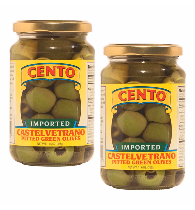 Cento Castelvetrano Pitted Green Olives 11.6 oz Jars - Pack of 2
