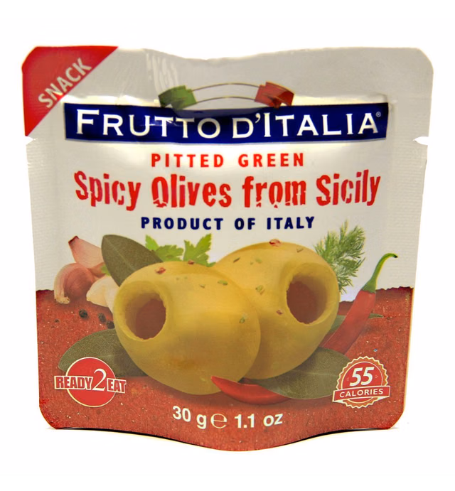 Green Spicy Pitted Olives in Pouch, 1.1 Ounce (Pack of 10)