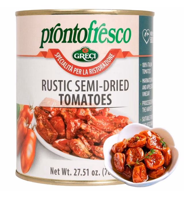 Semi Dried Tomatoes in Oil, 27.5 oz, Italian Sundried Tomatoes. Soft Oven Roasted Tomatoes by Greci Pronto Fresco.