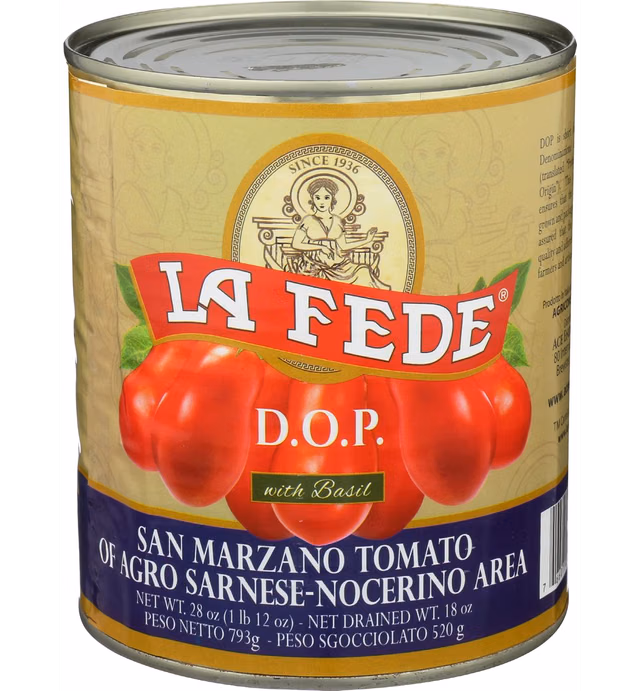 LA FEDE San Marzano Canned Tomatoes with Basil DOP, 28 OZ
