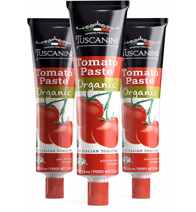 Tuscanini Organic Tomato Paste Tube 4.6oz (3 Pack) | Double Concentrated 100% Italian Tomatoes, All Natural, NON-GMO, Kosher