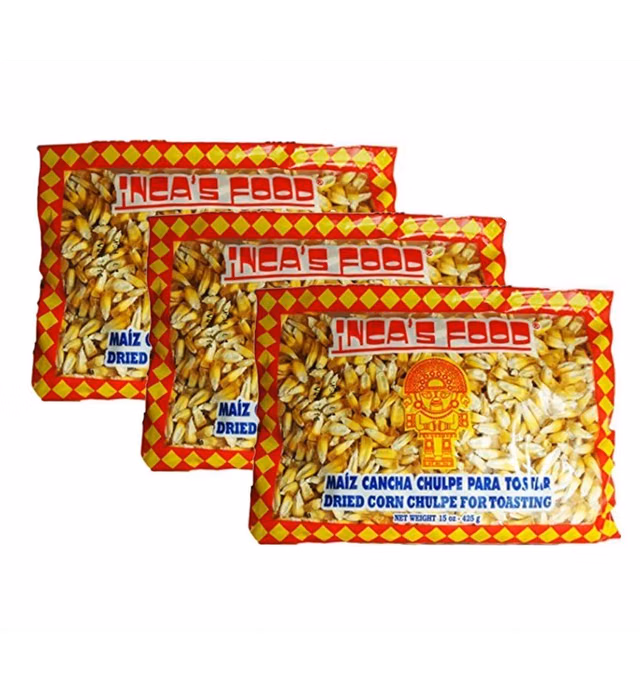 Inca's Food Maiz Cancha Chulpe 15 Oz (3-pack), Dried Corn for Toasting, Product of Peru