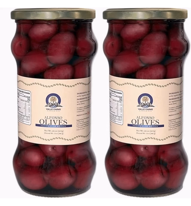 O'Valley Farms - Peruvian Alfonso Olives (Pack of 2), 20 Oz x 2, (Aceituna de Botija)