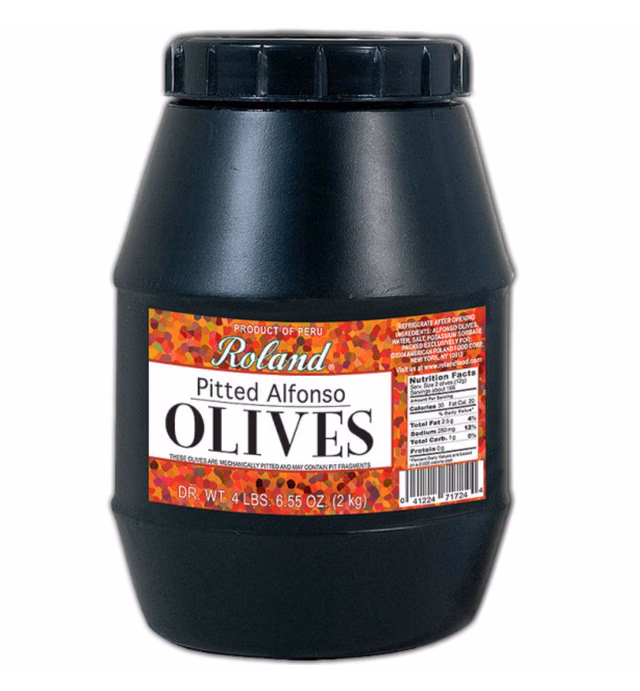Roland Foods Pitted Alfonso Olives, Specialty Imported Food, 4 Lb, 6 Oz Tub (71724)