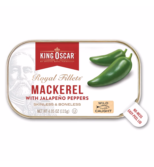 King Oscar Skinless & Boneless Mackerel, Jalapeno 4.05 oz. Cans (Pack of 12)