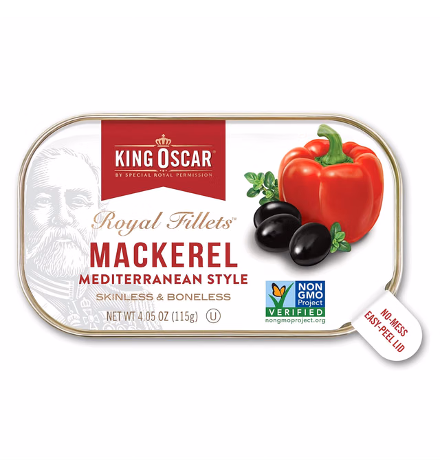 King Oscar Skinless and Boneless Mediterranean Style Mackerel Fillets, 4.05-Oune (Pack of 1)