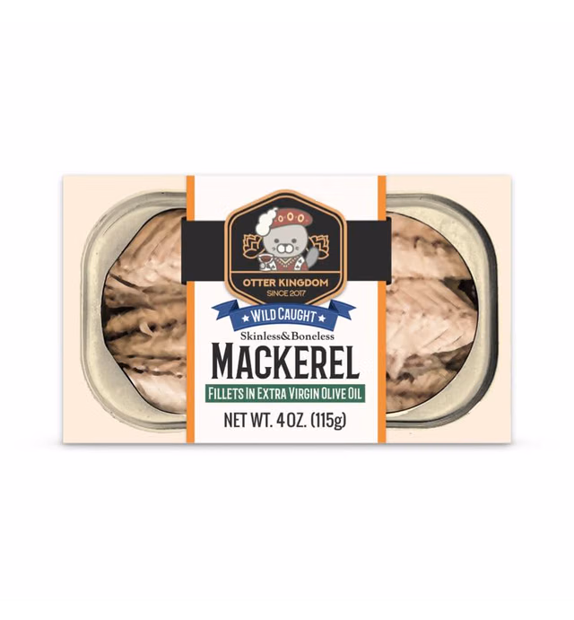 Otter Kingdom European Mackerel Fillets in Extra Virgin Olive 4oz(Pack of 12)