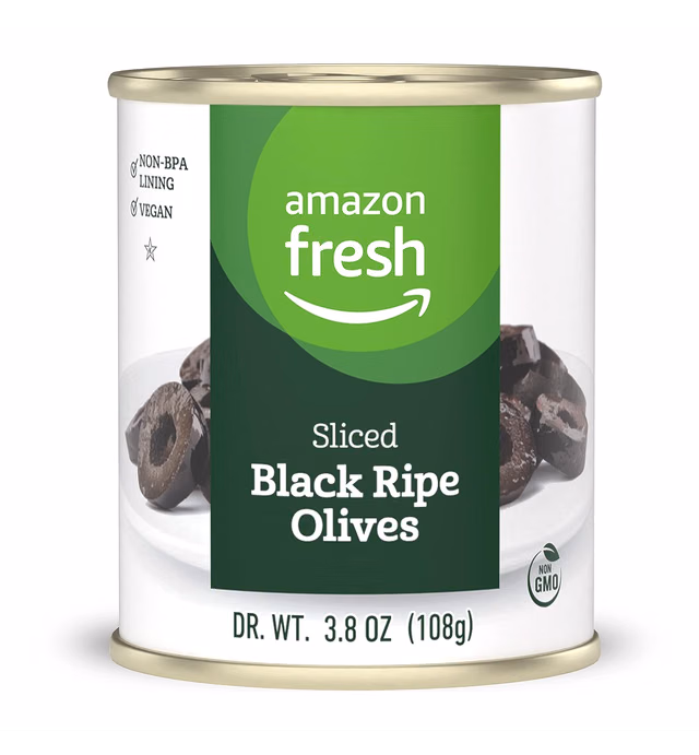 Amazon Fresh - Sliced Black Ripe Olives, 3.8 oz