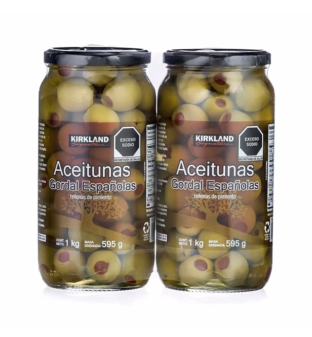 Kirkland Signature Spanish Queen Olives Stuffed with Pimiento 21 Oz Net Drained Wt.