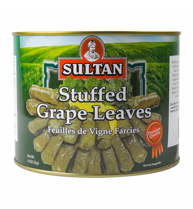 Sultan Vegetarian Stuffed Grape Leaves, Precooked Premium Dolma, Dolmades. Perfect for Mezze Platter, Serve Hot or Cold, Appetizer or Entrée! 4.37 Lb