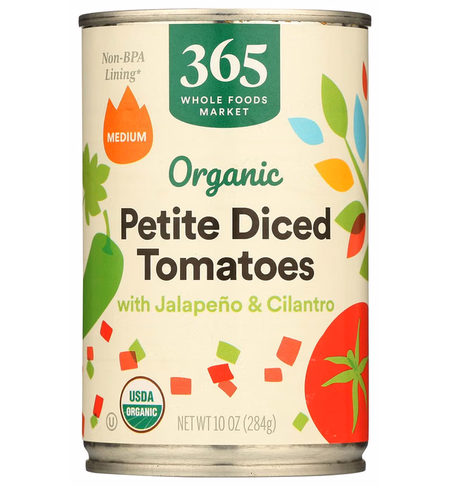 365 by Whole Foods Market, Tomatoes Petite Diced With Jalapeno Cilantro Organic, 10 Ounce