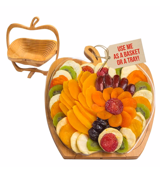 Dried Fruit Gift Basket– Healthy Gourmet Snack Box - Holiday Food Tray - Variety Snacks - Birthday, Sympathy, Mom, Dad, Corporate Tray - Bonnie & Pop
