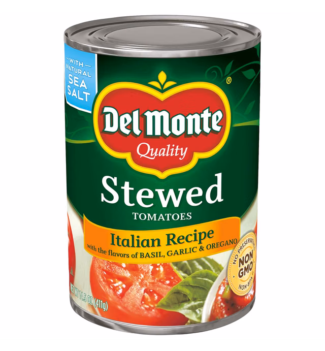 Del Monte Canned Stewed Tomatoes with Basil, Garlic and Oregano, 14.5 Ounce (Pack of 12)