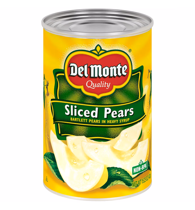 Del Monte Sliced Pears, Bartlett Pears In Heavy Syrup, 15.25 Oz