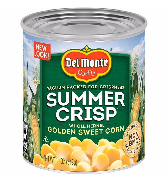 DEL MONTE SUMMER CRISP Whole Kernel Corn, Canned Vegetables, Golden Sweet Corn, 11 oz Can