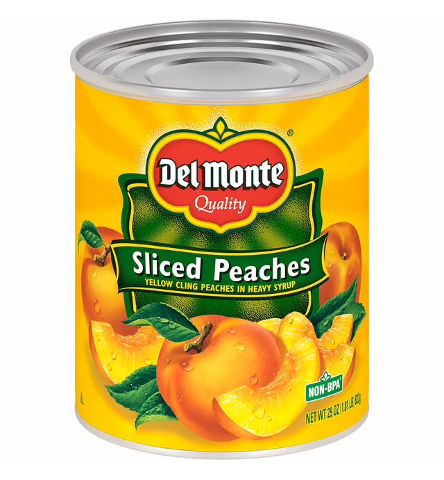 DEL MONTE Yellow Cling Sliced Peaches in Heavy Syrup, Canned Fruit, 29 oz Can