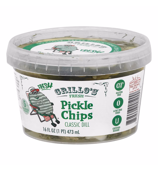 Grillo's Pickles Classic Dill Pickle Chips, 16 Fl Oz