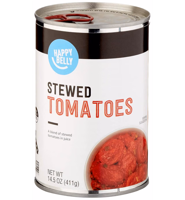 Amazon Brand - Happy Belly Stewed Tomatoes, 14.5 Ounce