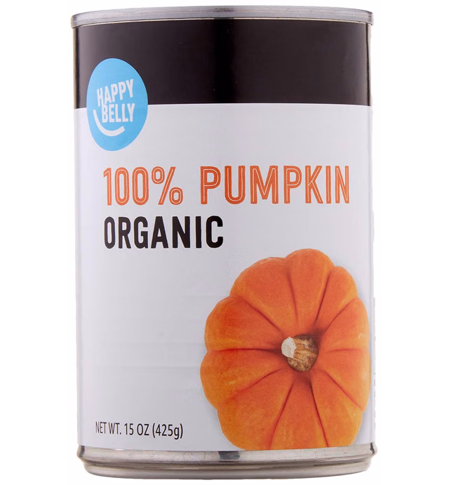 Amazon Brand – Happy Belly Organic 100% Pumpkin, 15 Ounces (Pack of 12)