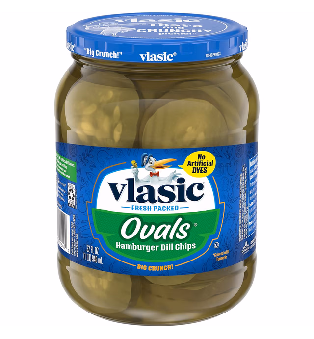 Vlasic Ovals Hamburger Dill Pickle Chips, 32 oz