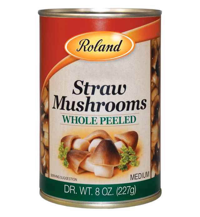 Roland Foods Canned Peeled Straw Mushrooms, Specialty Imported Food, 15-Ounce Can 8 Pack