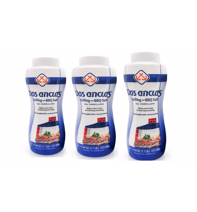 Dos Anclas Sal Parrillera Grilling and BBQ Salt 17.64 Oz (1.1 LB ) Pack of 3