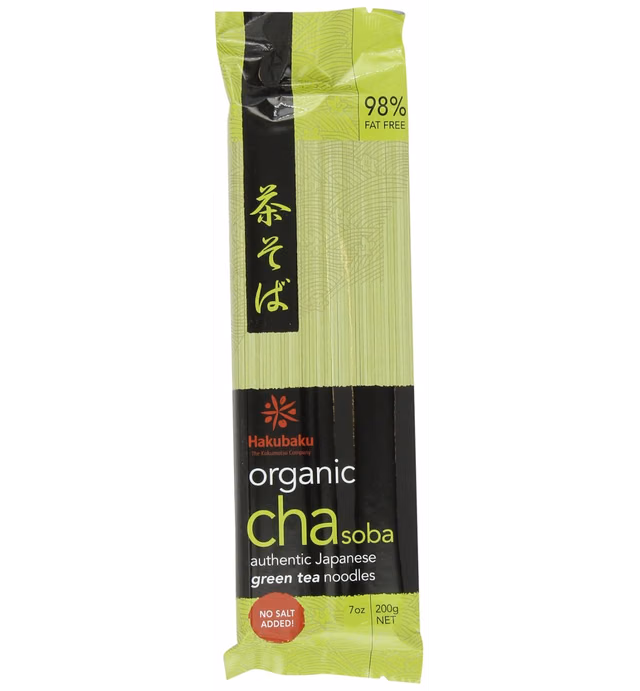Hakubaku Organic Green Tea Soba Noodles (no salt added), 7-Ounce Bags (Pack of 10)