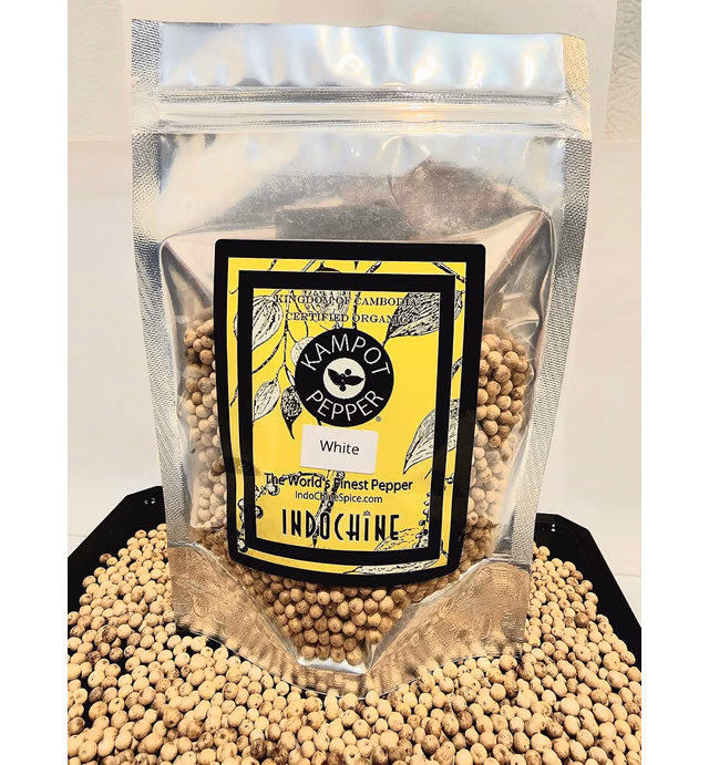 Organic Kampot Pepper - Rare Cambodian Peppercorns White 4 Ounce