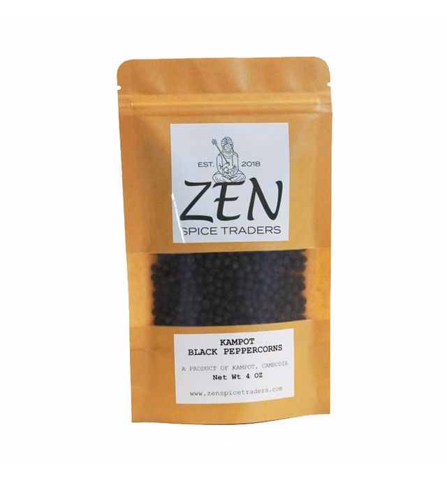 Organic Kampot Black Peppercorns | Zen Spice Traders | 4 Ounce (Pack of 1)