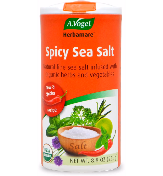 A. Vogel Herbamare Spicy Sea Salt - Natural Fine Sea Salt Infused with 15 Herbs & Vegetables - Free of Artificial Flavors & Preservatives - Non-GMO, Keto, Paleo-Friendly, USDA Organic - 8.8oz